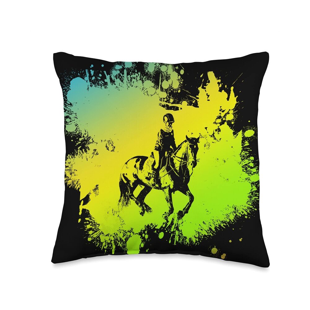 8846 Funny Horse riding for Horses and Girls Throw Pillow